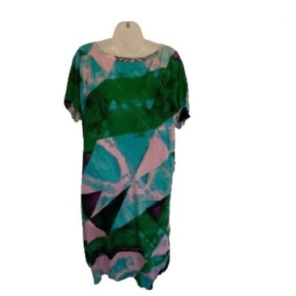 CUSTO BARCELONA Short Sleeve Scooped Neck HiLow Bruch Stroke Print Cardi… - Picture 7 of 13